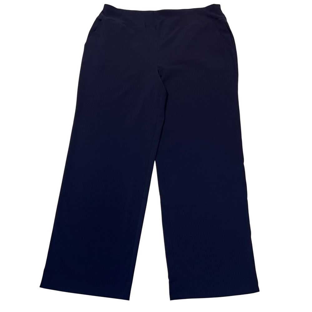 Weekends by Chico's Navy Blue Wide Leg Pull On Pants Size L 12 (Chico's 2)